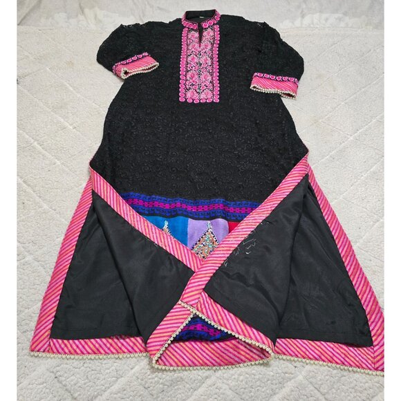 Yasmeen Arif Women's Embroidered Sequins Beaded Lace Sleeve Indian Kurta Dress - Picture 3 of 13